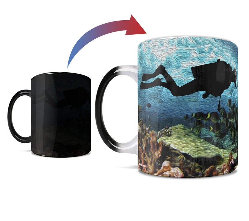 Morphing Mugs Ocean Mug - Scuba Dive Coral Reef - One 11 oz Color Changing Heat Sensitive Ceramic Mug â€“ Image Revealed When HOT Liquid Is Added! - Image 1